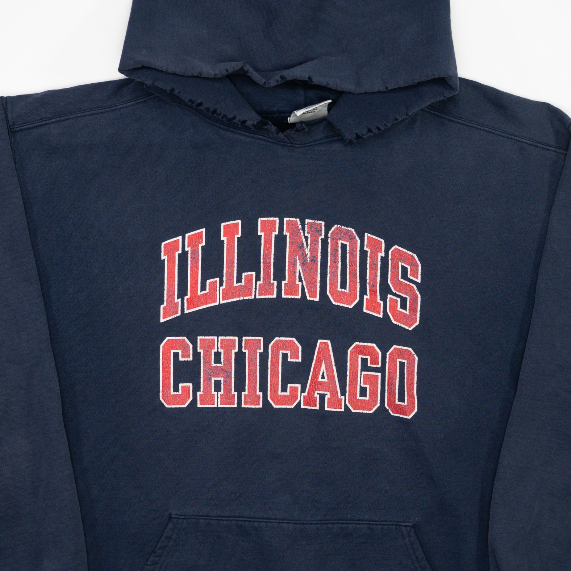 Vintage Washed Blue Rugged Illinois Chicago Hoodie (L/XL)