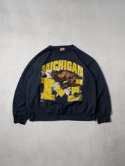 Vintage 90s Navy Blue Nutmeg Michigan Crewneck (L)