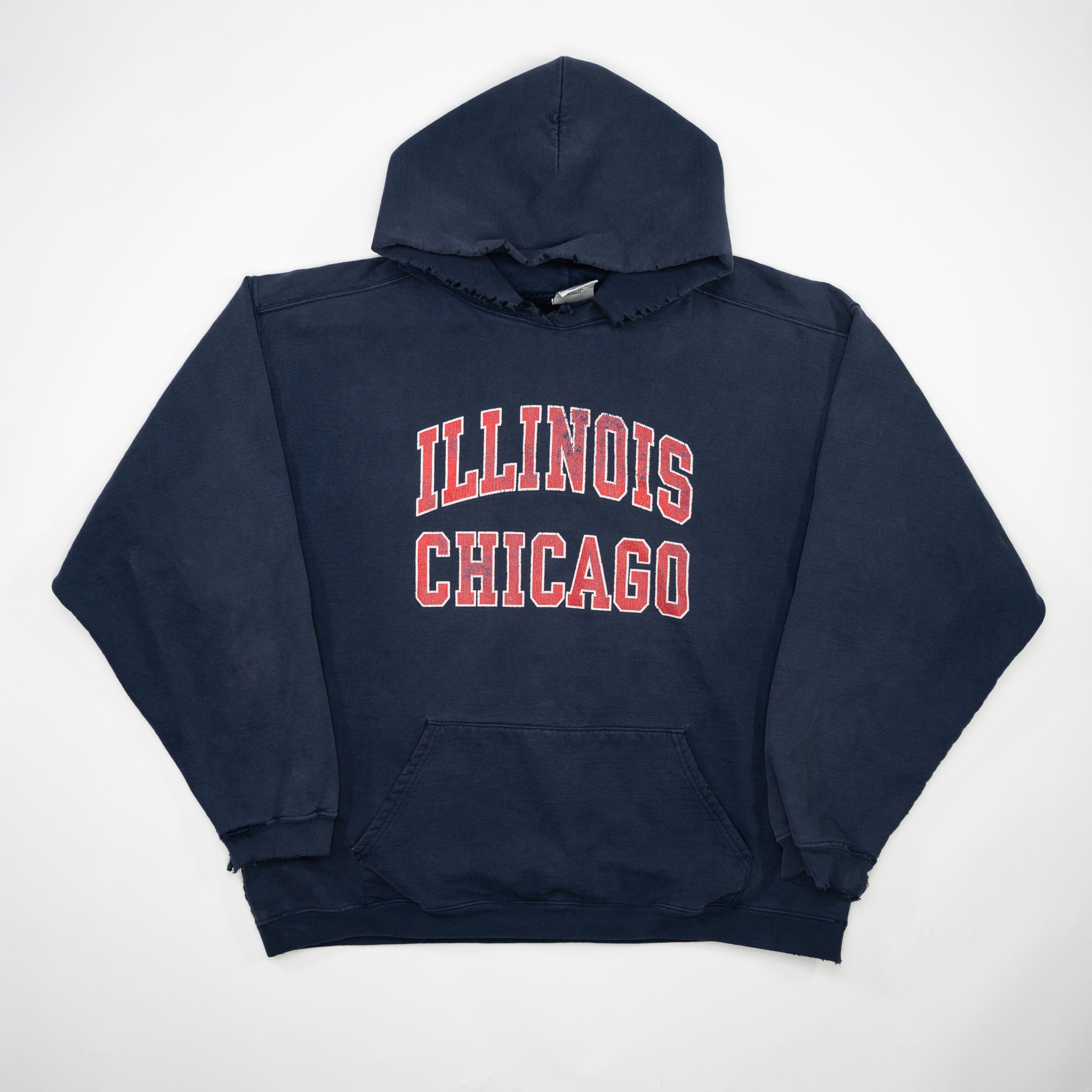 Vintage Washed Blue Rugged Illinois Chicago Hoodie (L/XL)