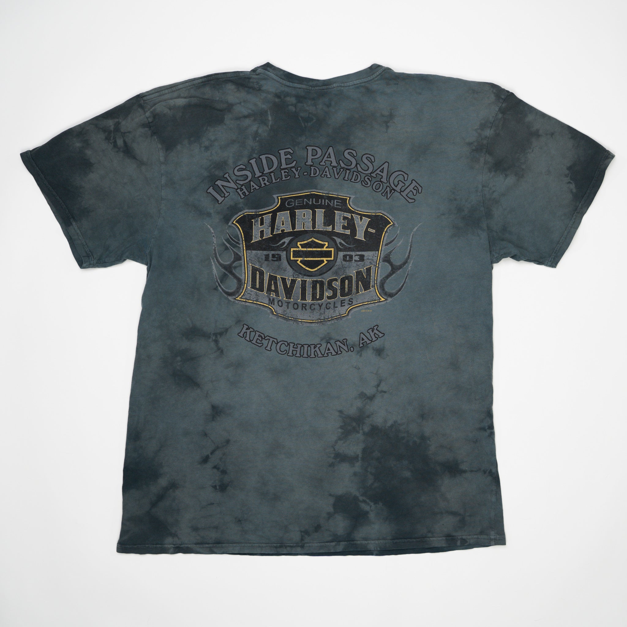 Vintage Grey Tie Dye Harley Davidson Ketchikan Tee (L) | Rebalance Vintage.