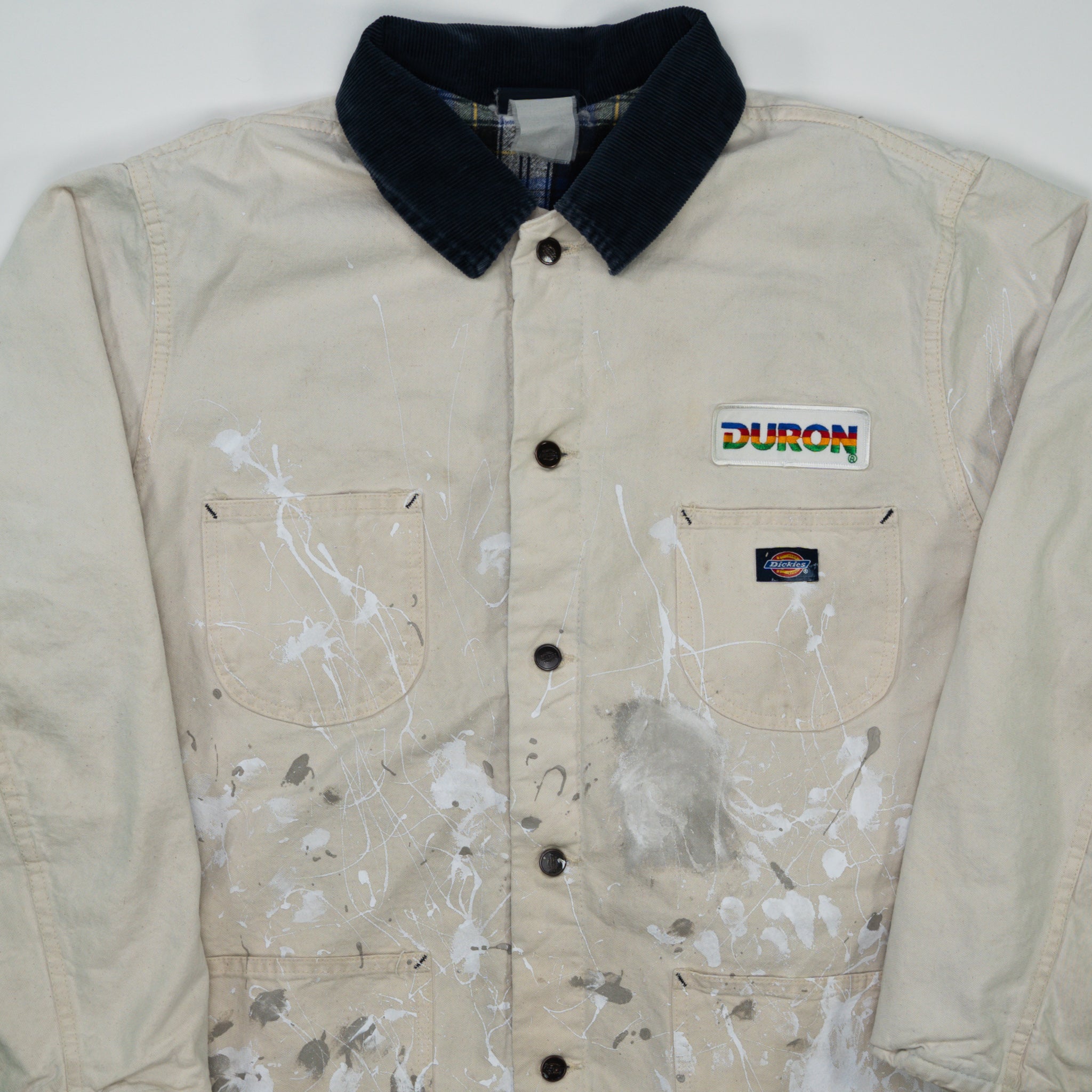 Vintage Cream Dickies Duron x Paint Splashed Workwear Jacket (XL)