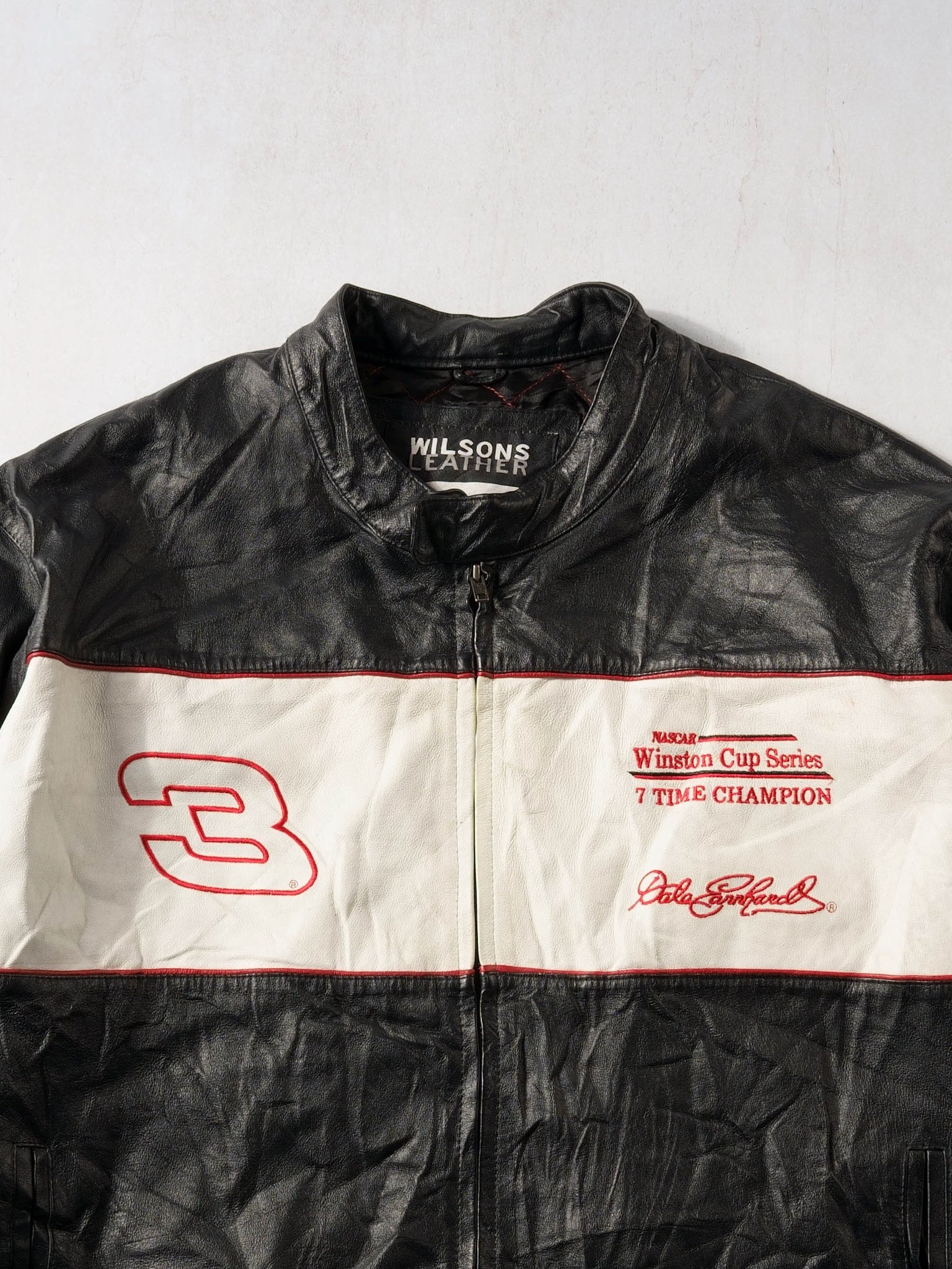 Vintage 90s Winston Cup Series 7 Time Champion #3 Dale Earnhardt Leather Jacket (XL)