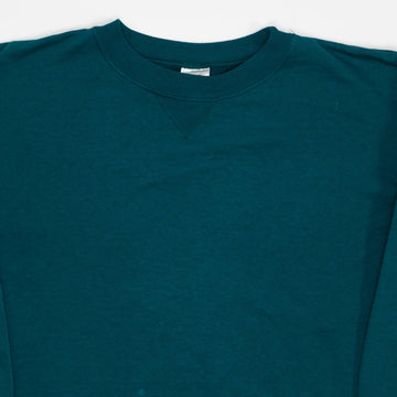Vintage 90s Blank Teal Hanes Crewneck (M) | Rebalance Vintage.