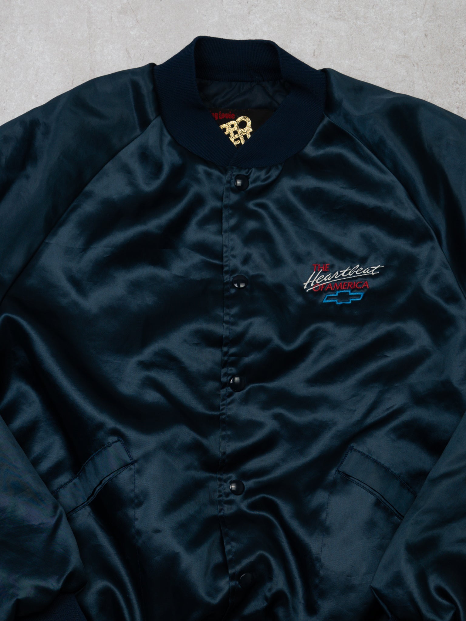 Vintage 80s Chevrolet Heart Beat of America Satin Bomber (XL)
