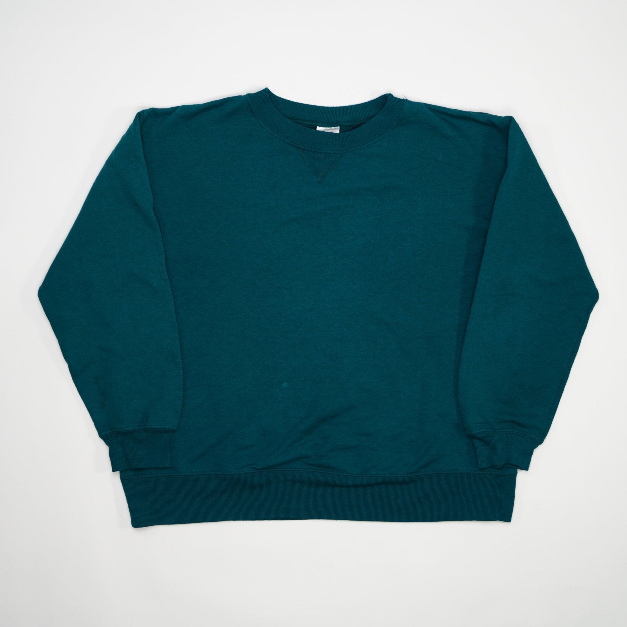 Vintage 90s Blank Teal Hanes Crewneck (M) | Rebalance Vintage.