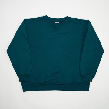 Vintage 90s Blank Teal Hanes Crewneck (M) | Rebalance Vintage.