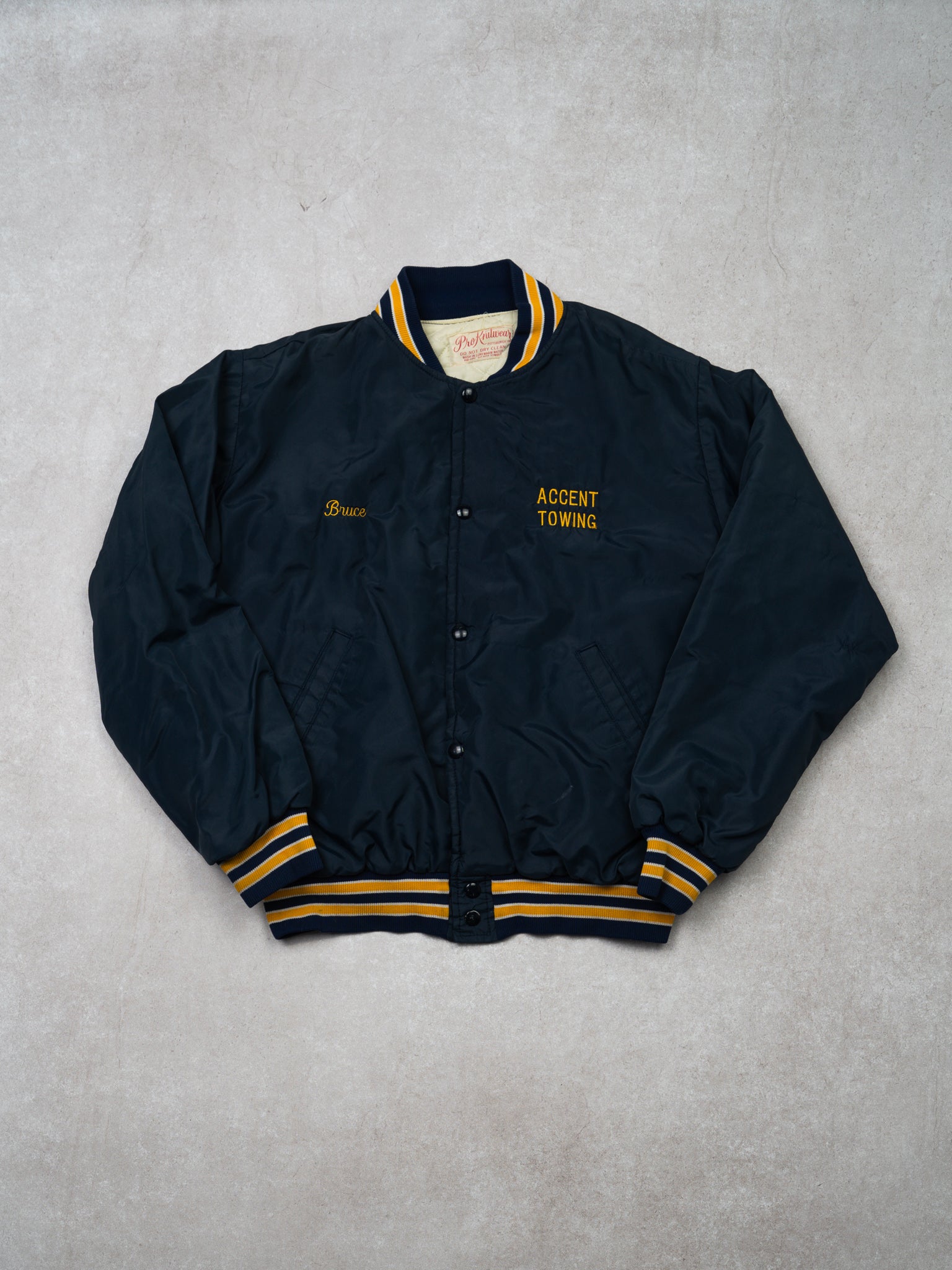Vintage 70s Blue + Yellow Accent Towing Varsity Jacket (M)