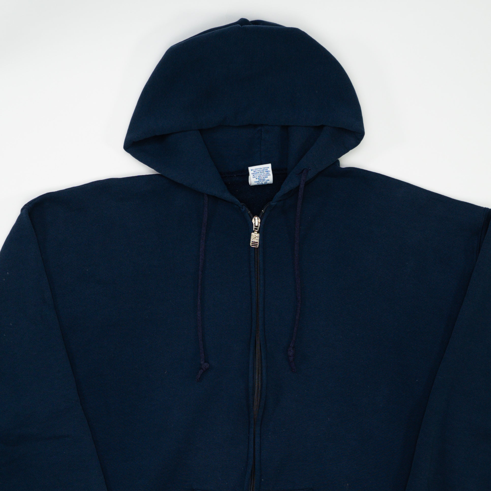 Vintage Navy Russell Athletics Zip Up Blank Hoodie (L)