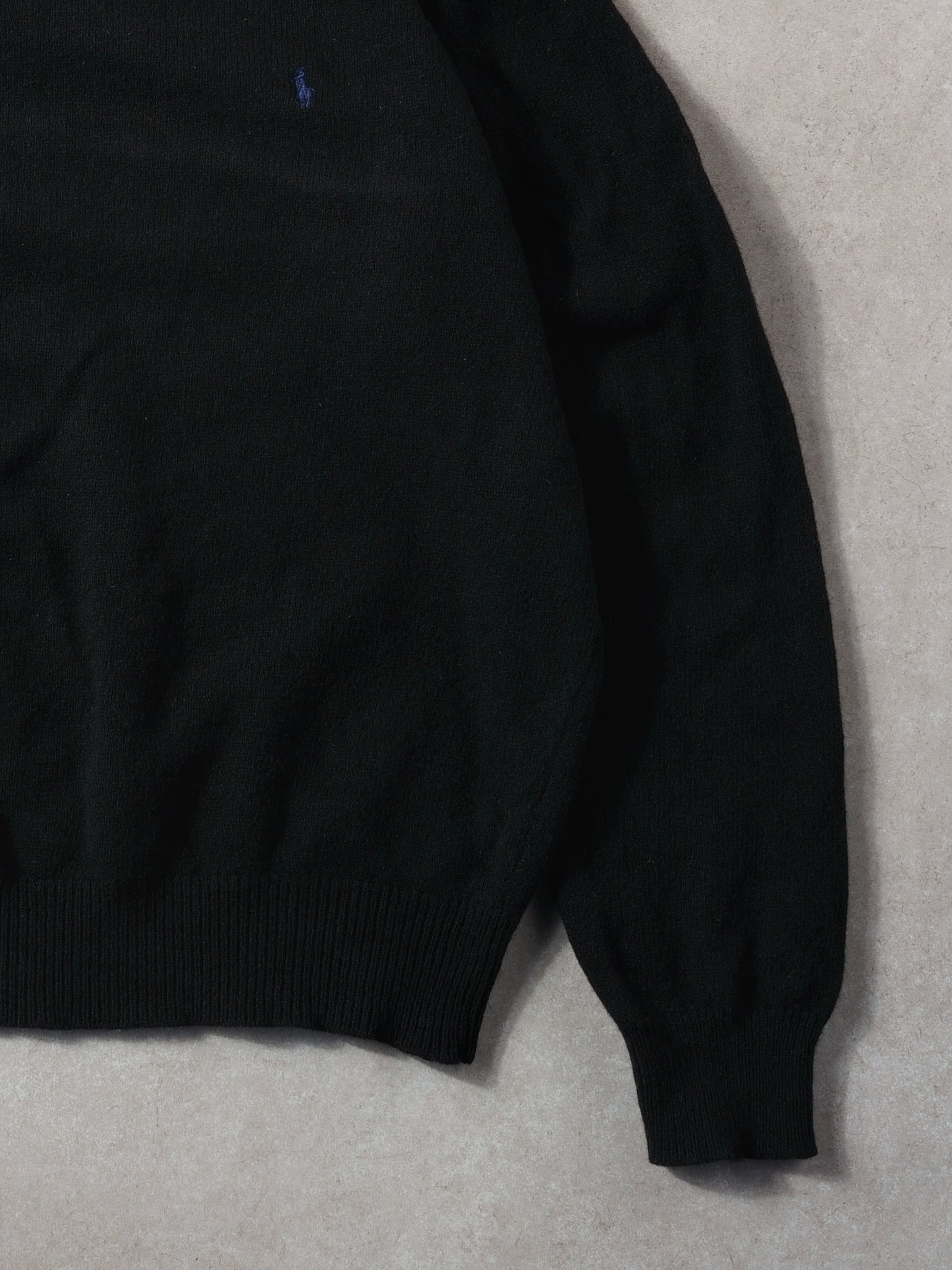 Vintage 90s Black Polo by Rauph Lauren Vneck Wool Sweater (L)