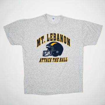 Vintage 90s Single Stitch Grey Mt. Lebanon Attack the Ball x Russell Athletic Tee (L) | Rebalance Vintage.
