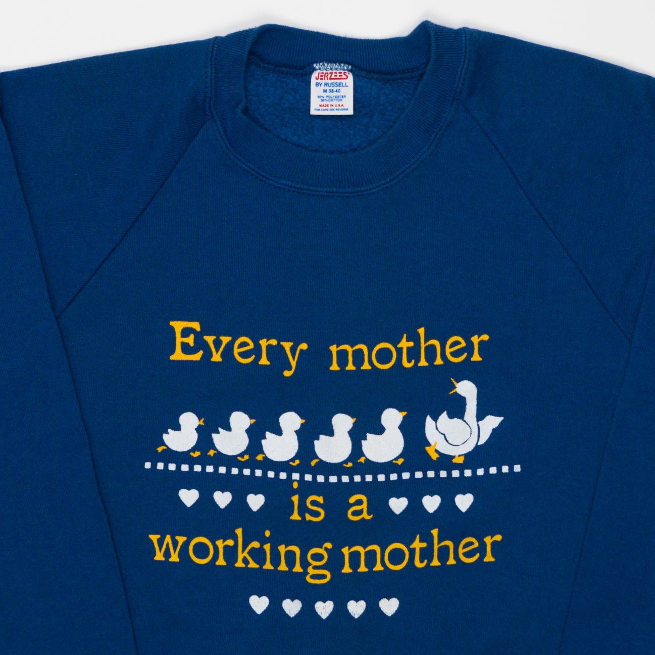 Vintage 90s Blue 'Every Mother is a Working Mother' Crewneck (S) | Rebalance Vintage.