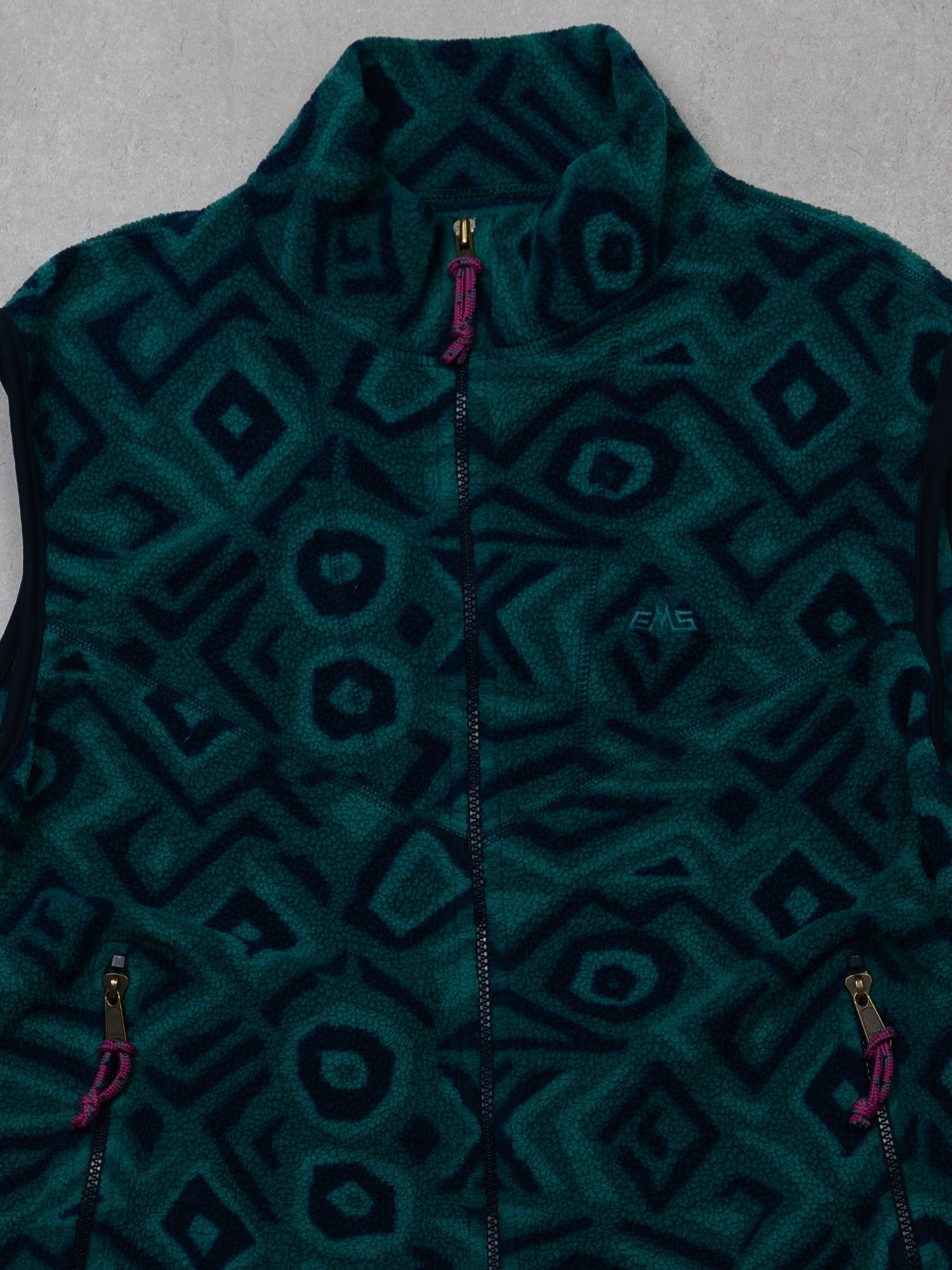 Vintage 90s Teal + Blue Fleece Vest  (M)