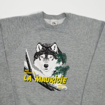 Vintage 90s Parc National De La Mauricie Wolf Crewneck (M) | Rebalance Vintage.
