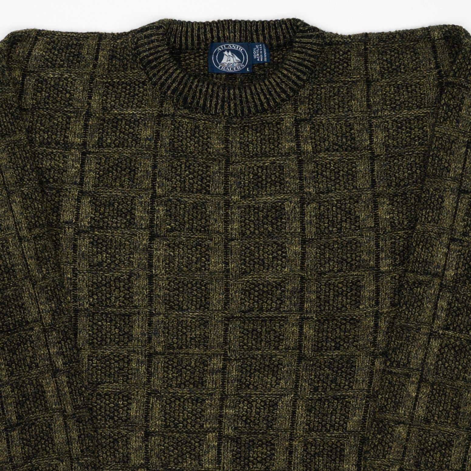 Vintage 80s Atlantic Green + Black Knit Sweater (L)
