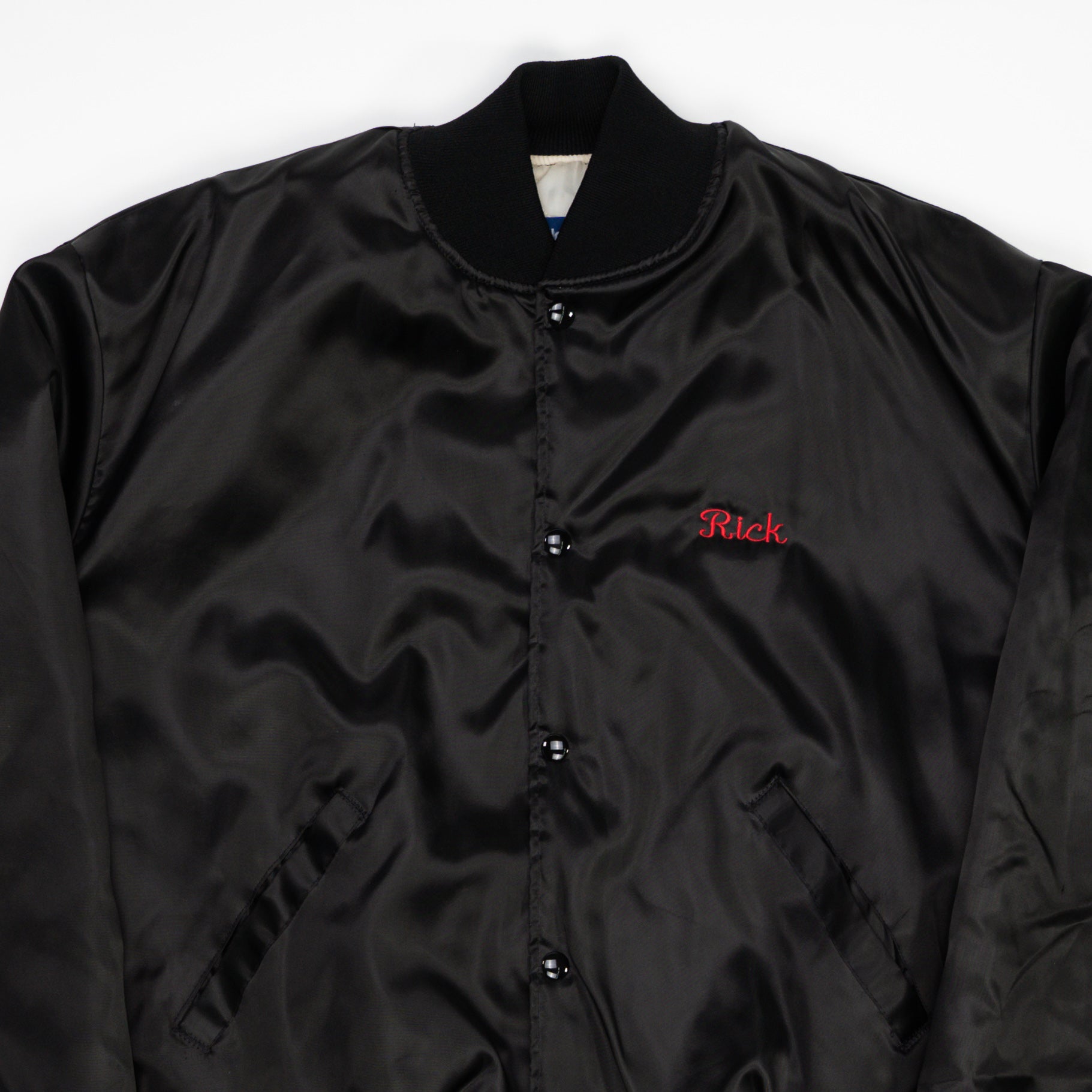 Vintage Black Fabulous 50s Cruisin Forever Satin Bomber (XL) | Rebalance Vintage.