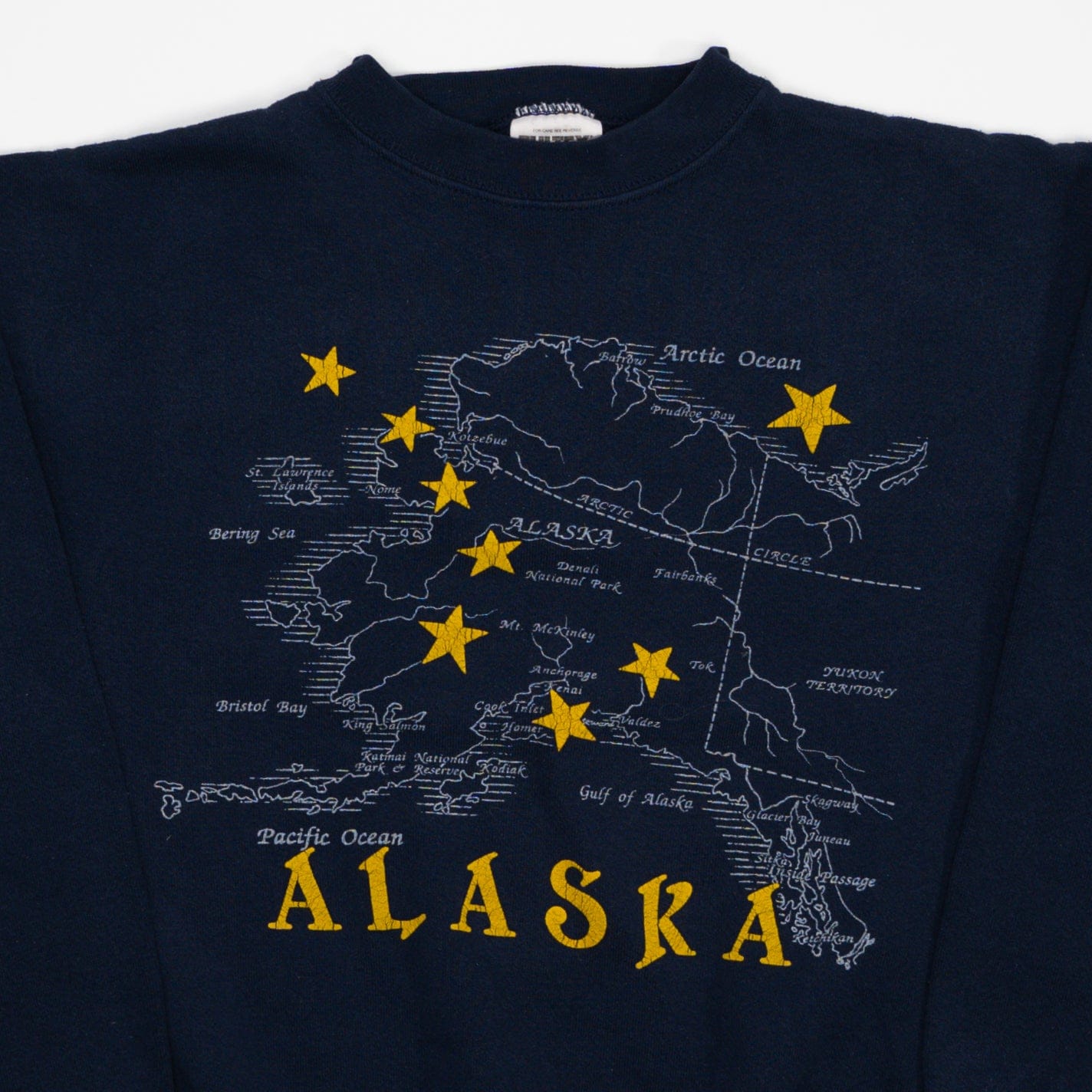Vintage Blue Alaska Map Crewneck (S/M) | Rebalance Vintage.
