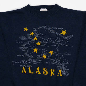 Vintage Blue Alaska Map Crewneck (S/M) | Rebalance Vintage.
