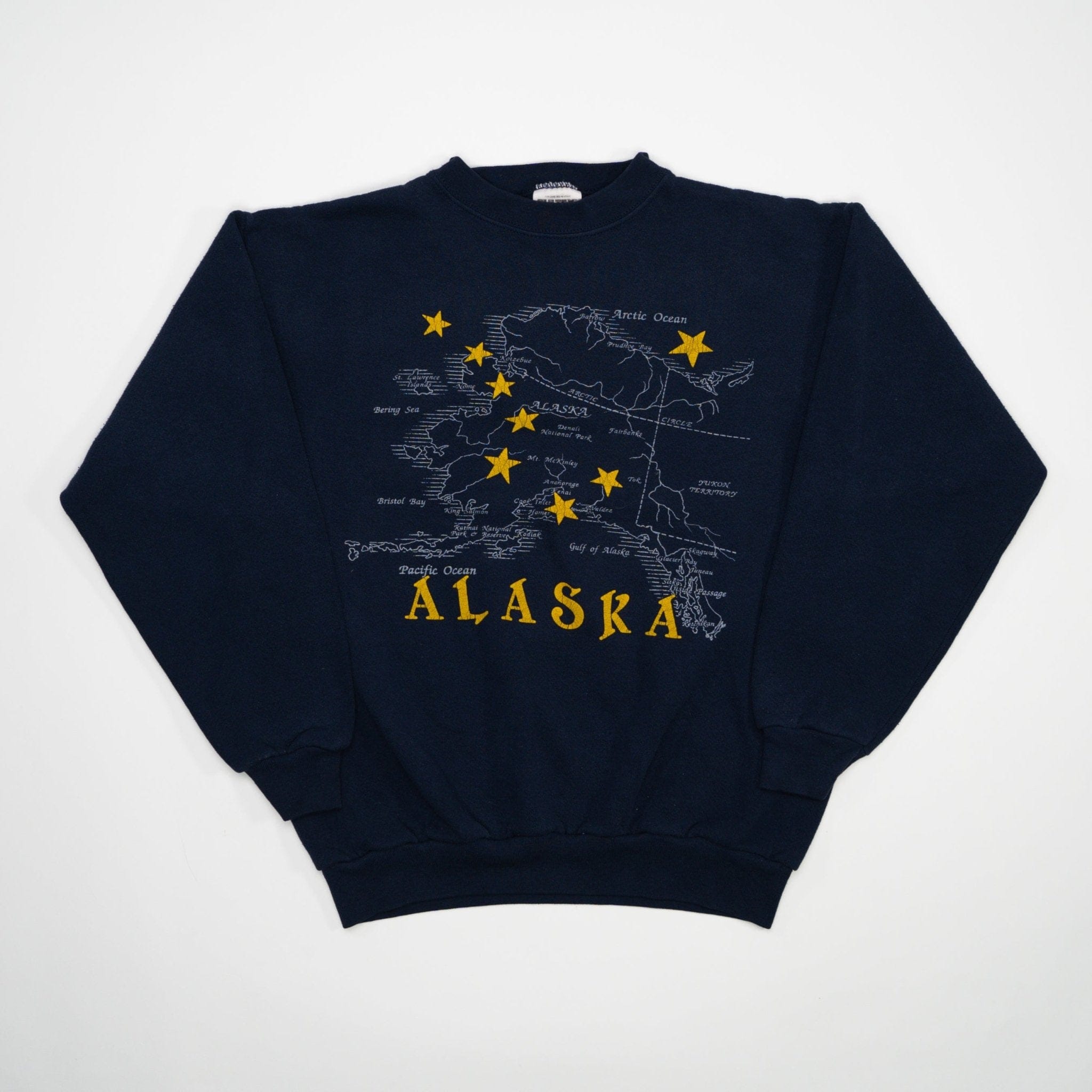 Vintage Blue Alaska Map Crewneck (S/M) | Rebalance Vintage.