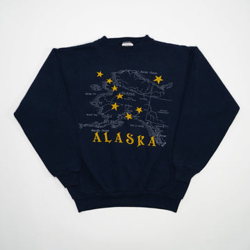 Vintage Blue Alaska Map Crewneck (S/M) | Rebalance Vintage.