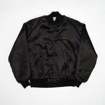 Vintage Black Fabulous 50s Cruisin Forever Satin Bomber (XL) | Rebalance Vintage.