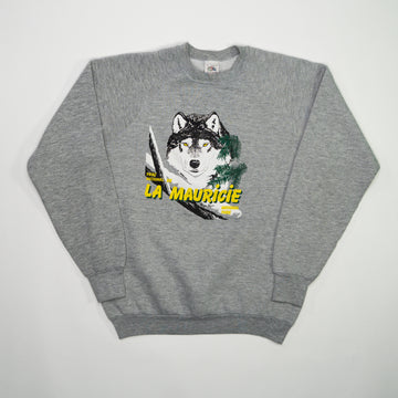 Vintage 90s Parc National De La Mauricie Wolf Crewneck (M) | Rebalance Vintage.