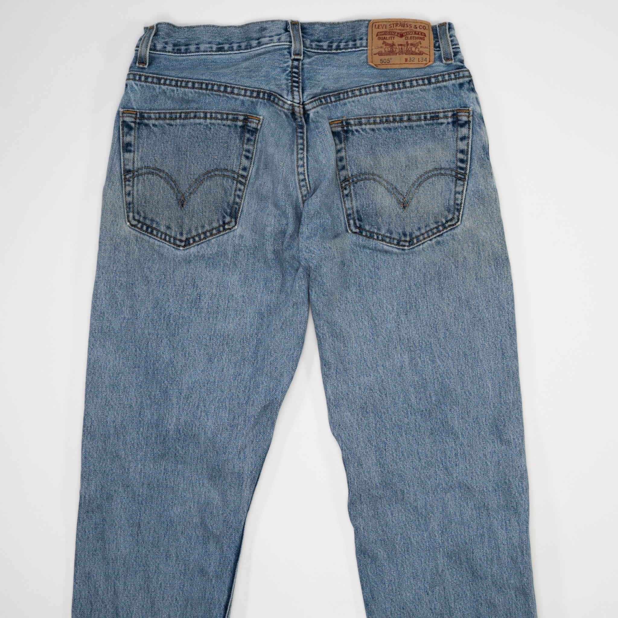 Vintage Washed Blue 505 Levi Straight Leg Jeans (32 x 34)