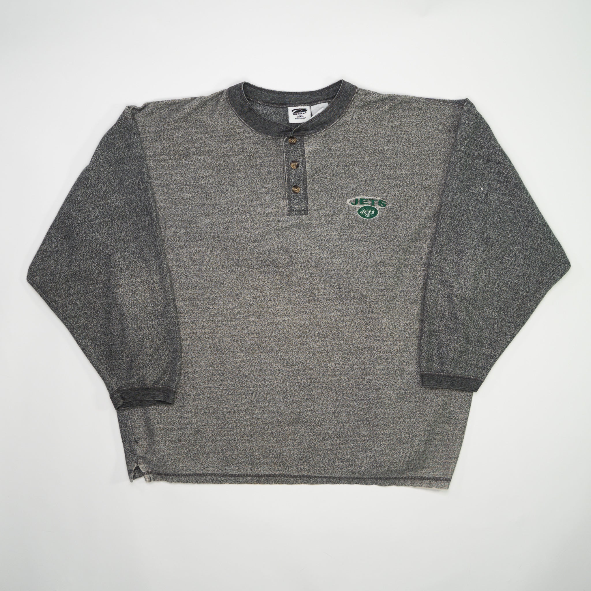 Vintage Grey Jets NFL 1/4 Button Crewneck (XL/XXL) | Rebalance Vintage.
