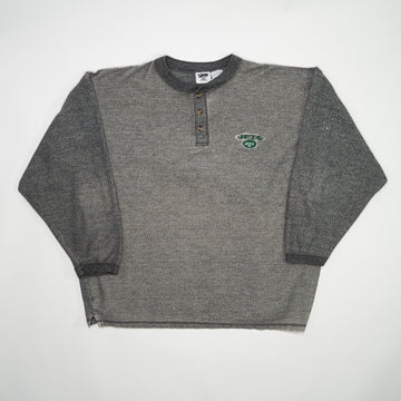 Vintage Grey Jets NFL 1/4 Button Crewneck (XL/XXL) | Rebalance Vintage.