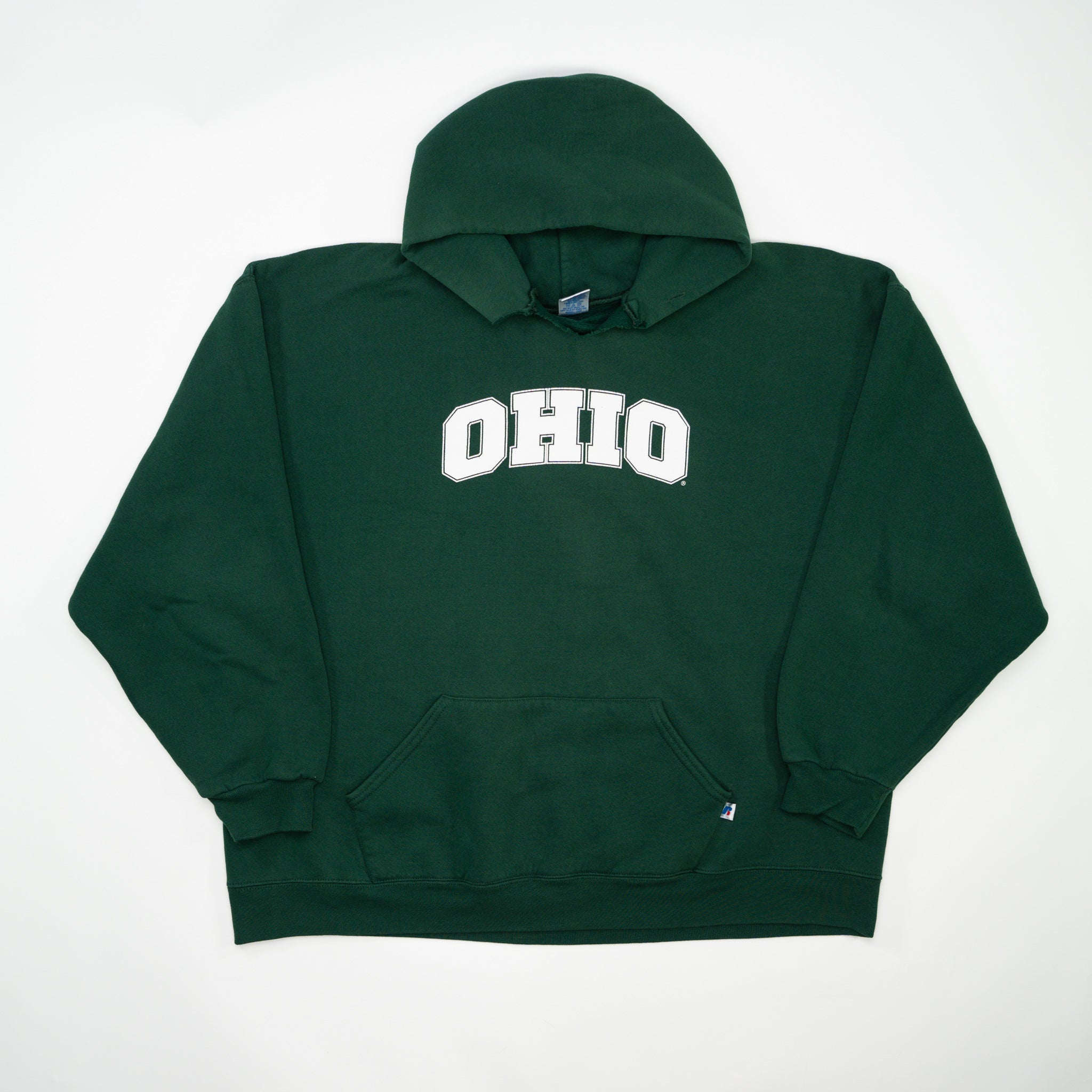 Vintage Green Ohio Spell Out Russell Athletic Hoodie (XL)