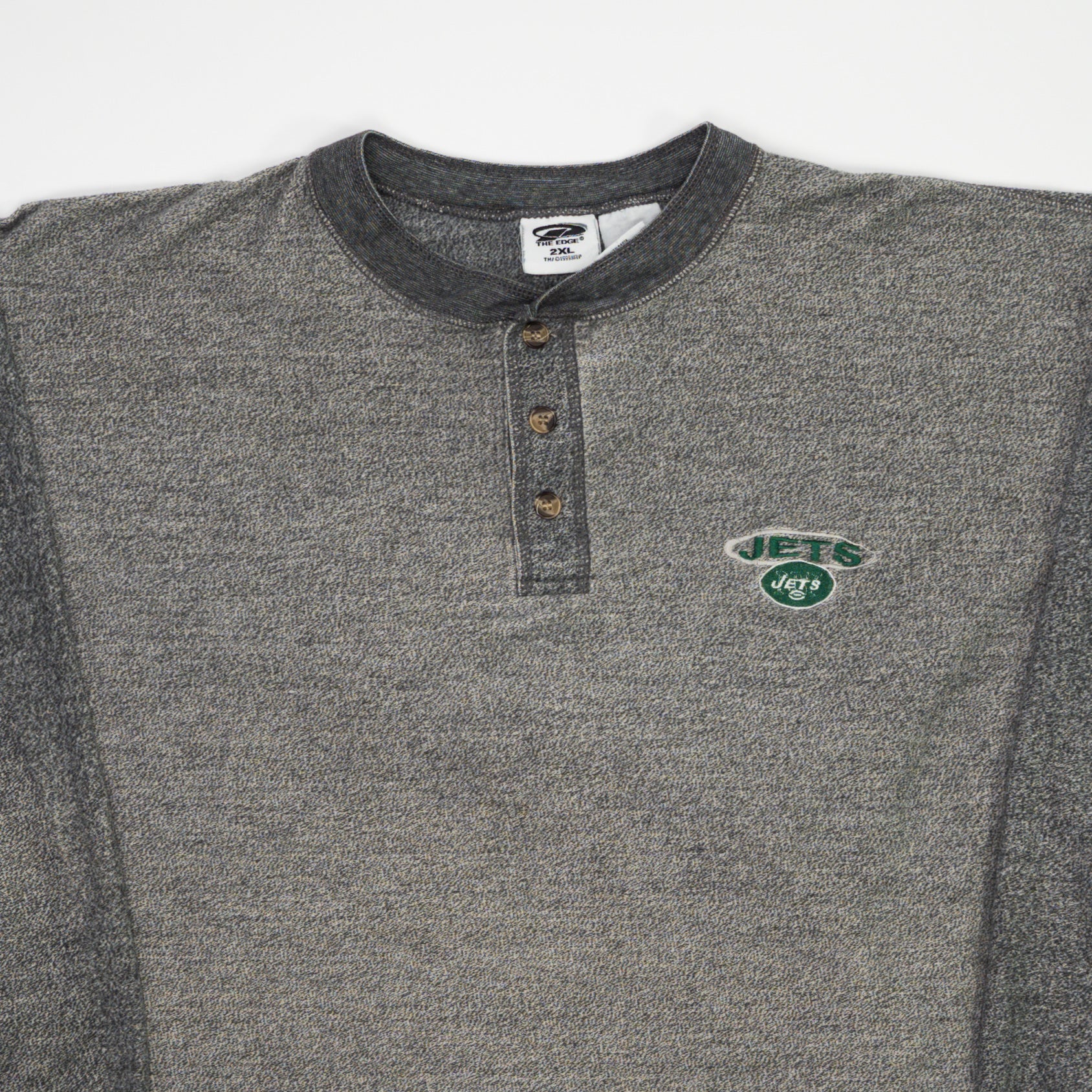 Vintage Grey Jets NFL 1/4 Button Crewneck (XL/XXL) | Rebalance Vintage.