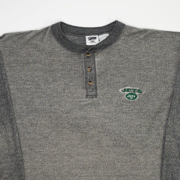 Vintage Grey Jets NFL 1/4 Button Crewneck (XL/XXL) | Rebalance Vintage.