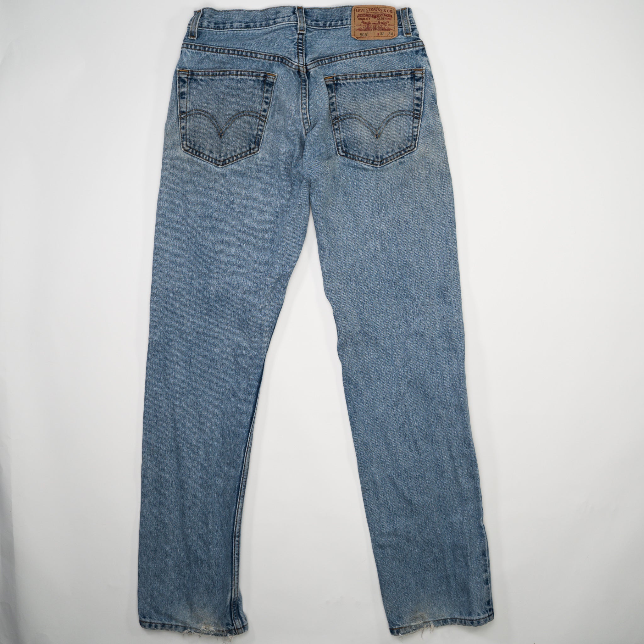 Vintage Washed Blue 505 Levi Straight Leg Jeans (32 x 34)