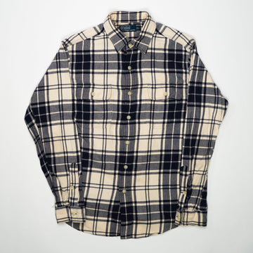 Vintage 90s Cream + Blue Plaid Polo RL Button Up (L) | Rebalance Vintage.