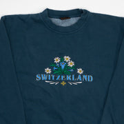 Vintage Blue Switzerland Flower Crewneck (L)