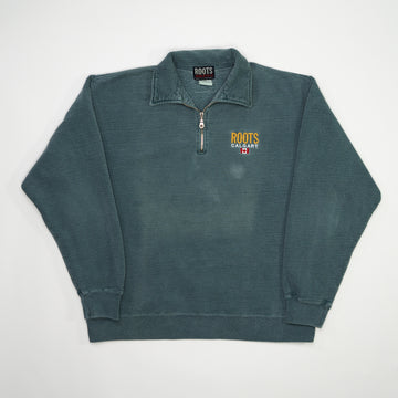 Vintage Washed Green Roots Calgary 1/4 Zip Sweater | Rebalance Vintage.