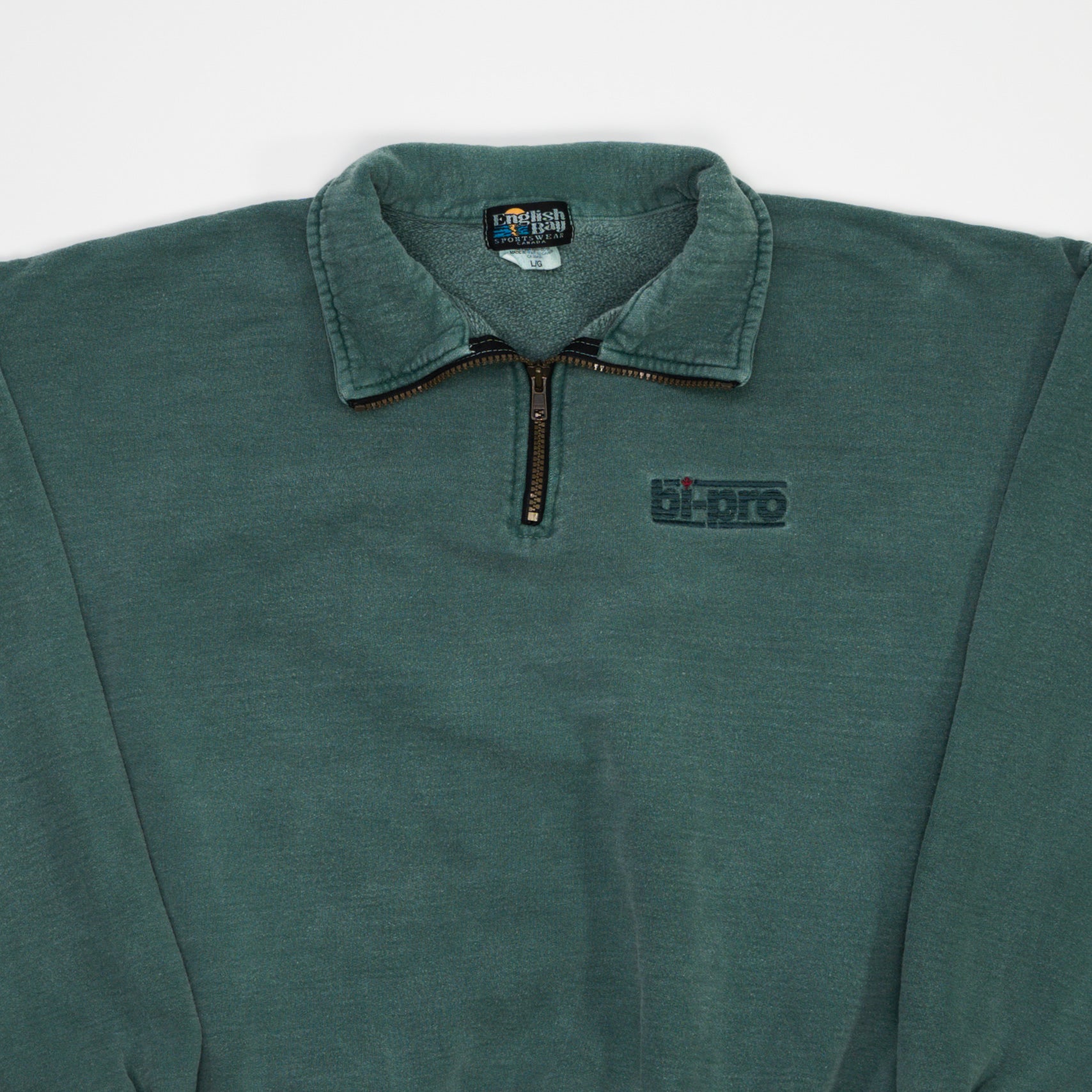 Vintage Washed Green Bi-Pro 1/4 Zip Sweater (L) | Rebalance Vintage.