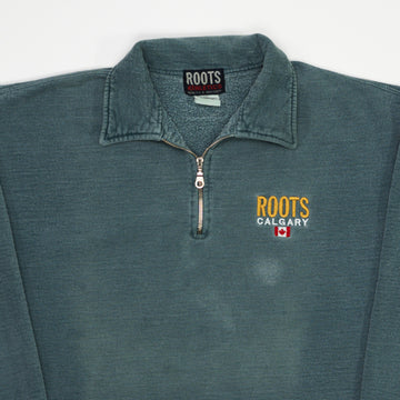 Vintage Washed Green Roots Calgary 1/4 Zip Sweater | Rebalance Vintage.