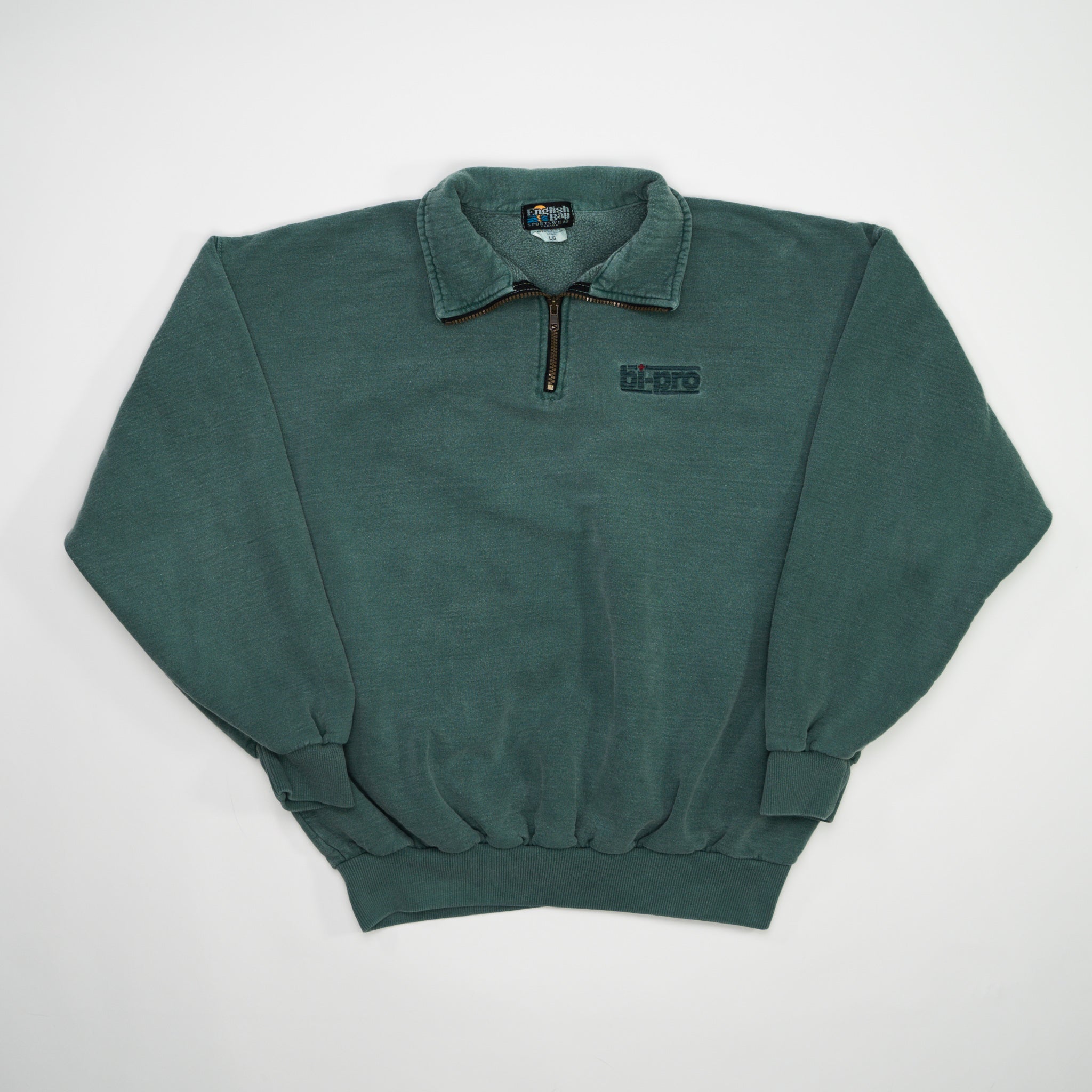 Vintage Washed Green Bi-Pro 1/4 Zip Sweater (L) | Rebalance Vintage.