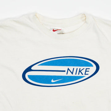 Vintage Y2K White + Blue Nike Graphic Tee (S) | Rebalance Vintage.
