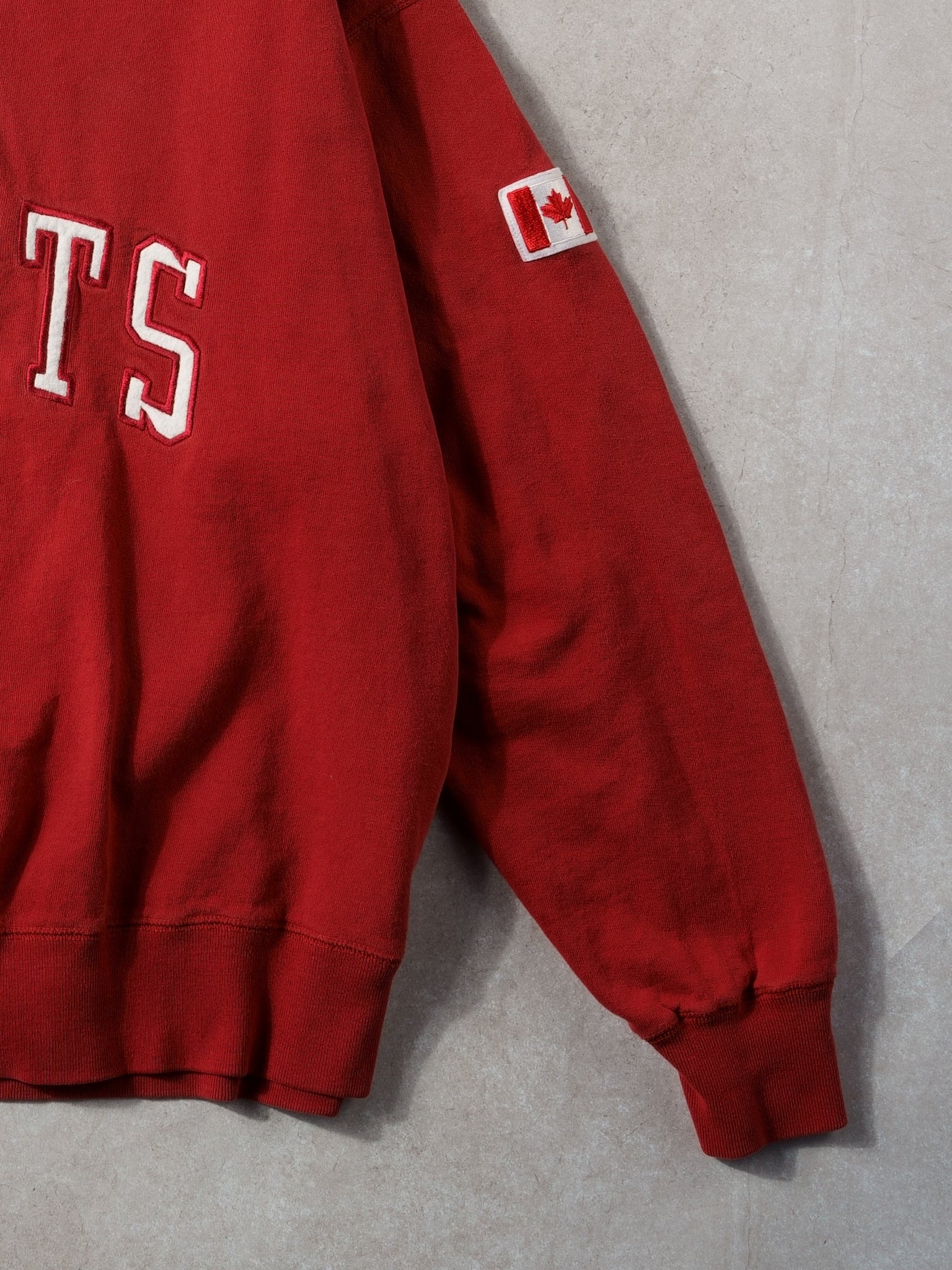 Vintage 90s Red Roots Canada 1/4 Zip Collared Crewneck (XL)