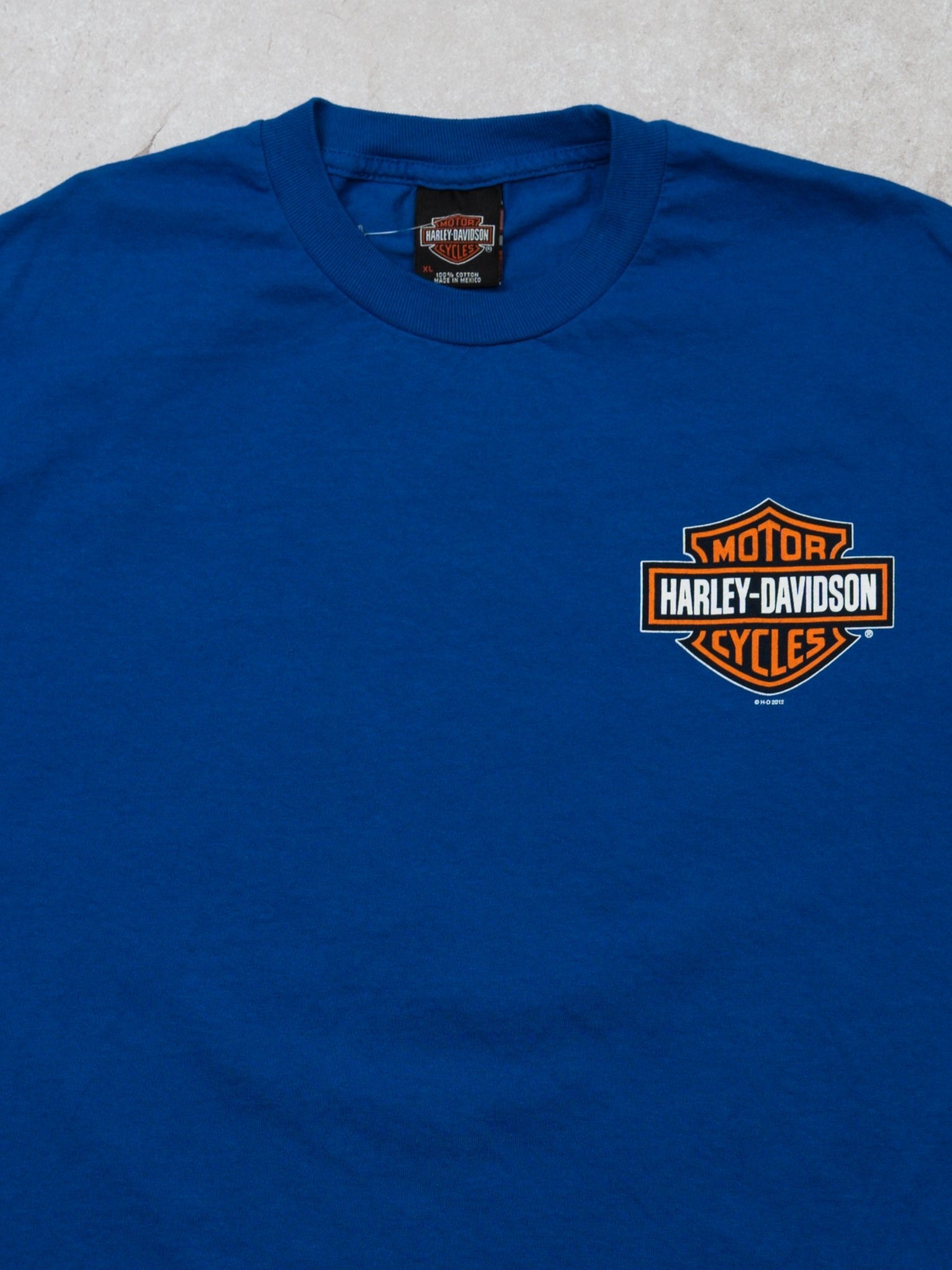 Vintage Bright Blue Harley Davidson Reno Nevada Tee (L)