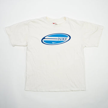Vintage Y2K White + Blue Nike Graphic Tee (S) | Rebalance Vintage.