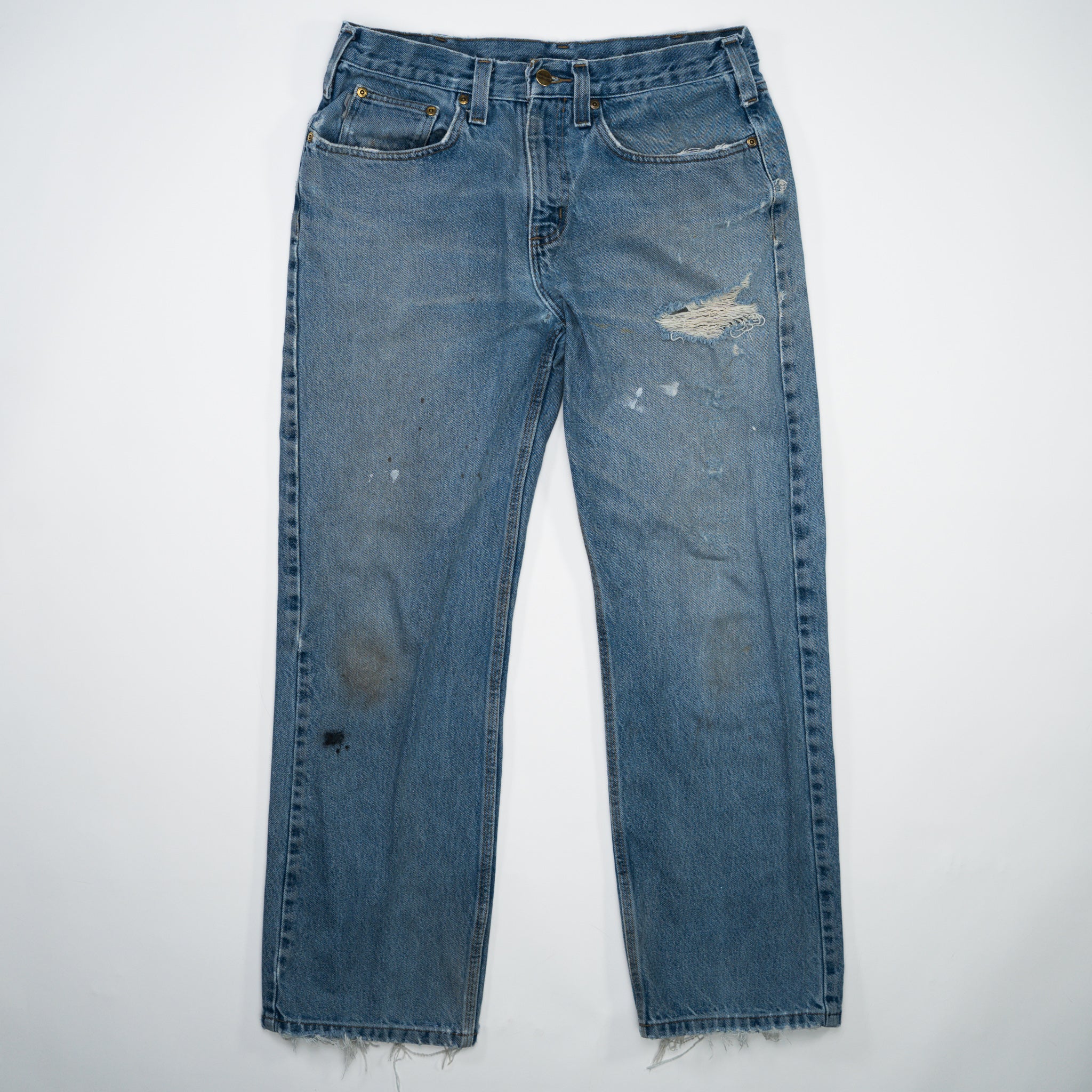 Vintage Blue Carhartt Jeans w/ Rips (32 x 30)