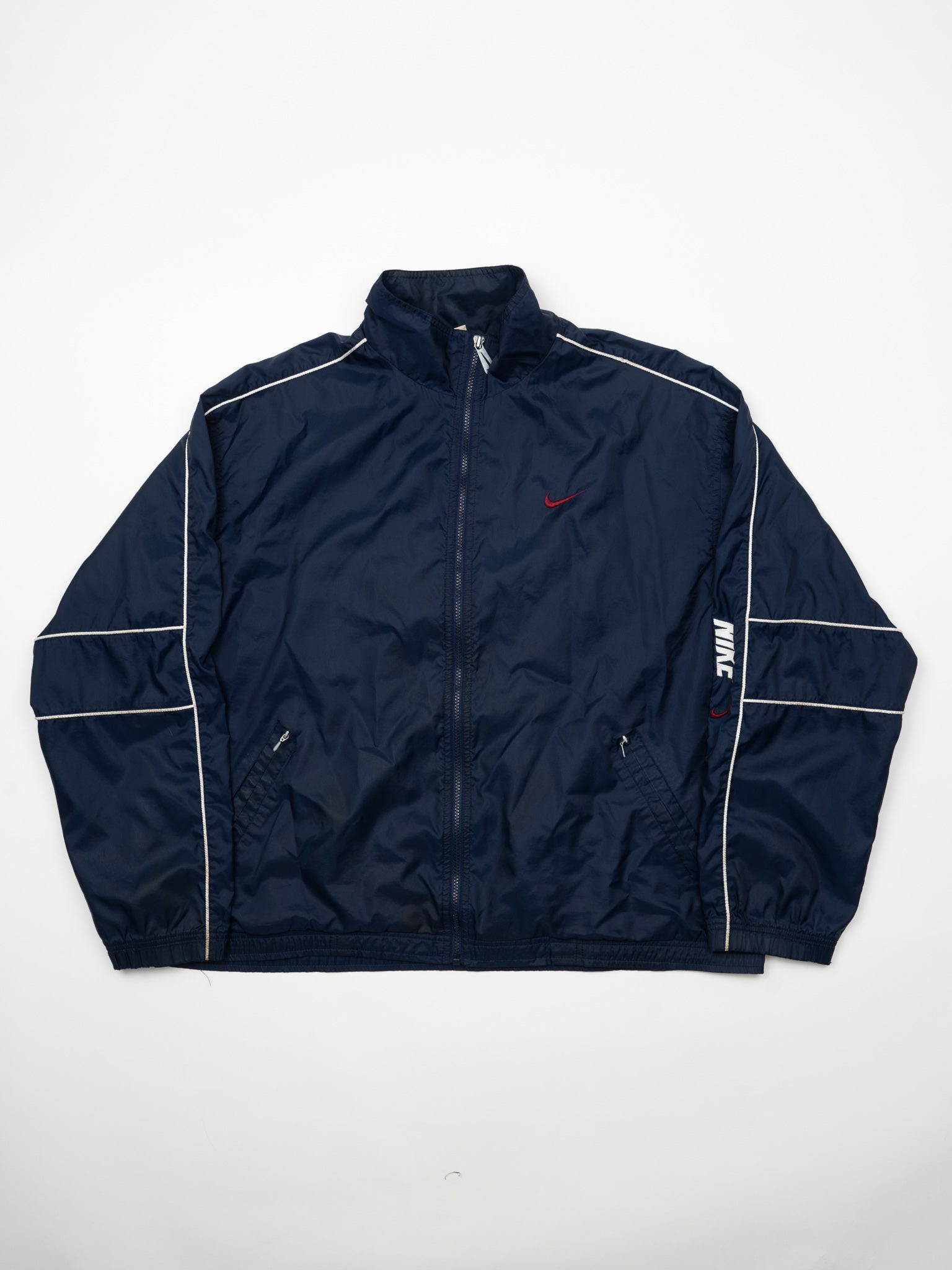 Vintage Navy + White Nike Zip Up Windbreaker (XL/XXL)