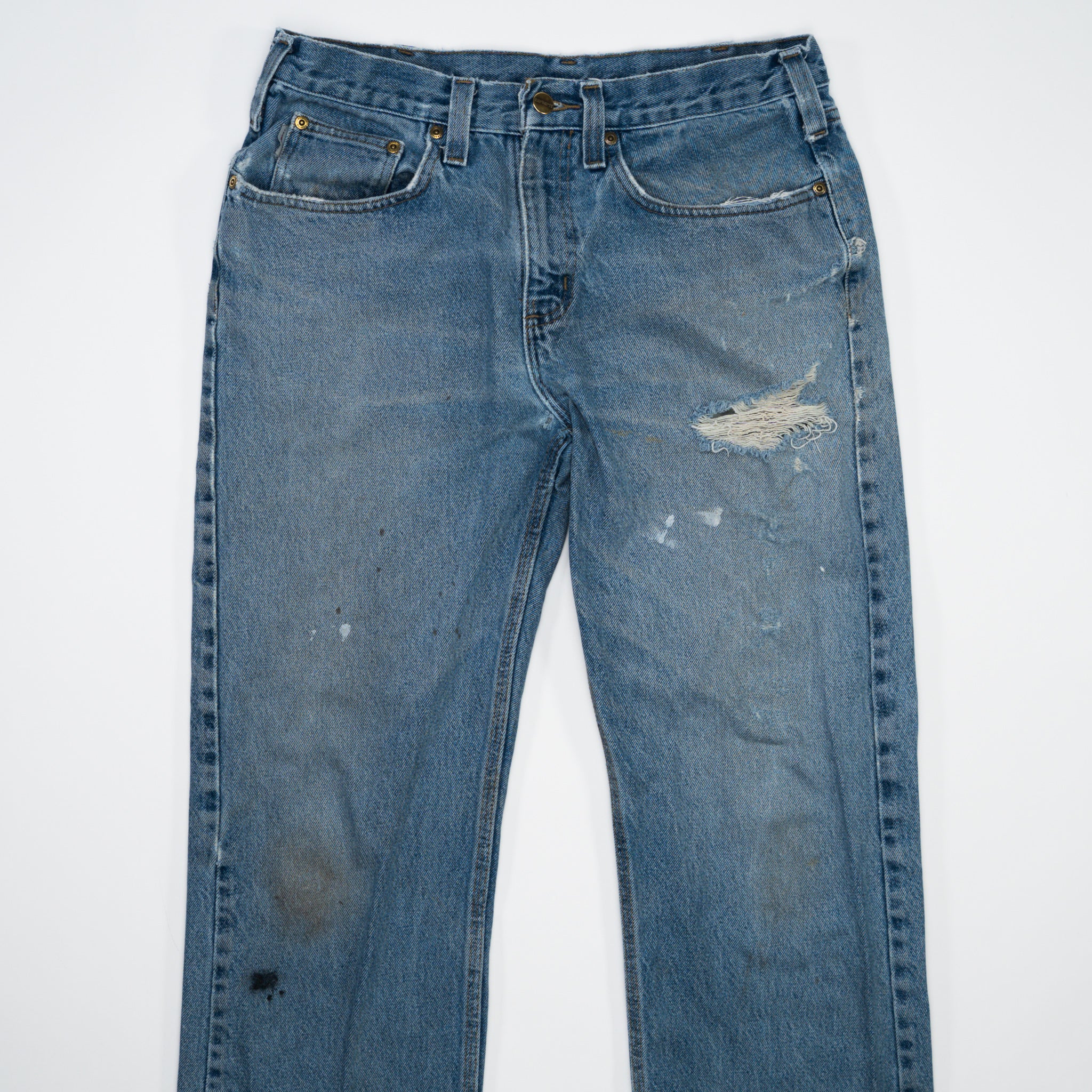 Vintage Blue Carhartt Jeans w/ Rips (32 x 30)