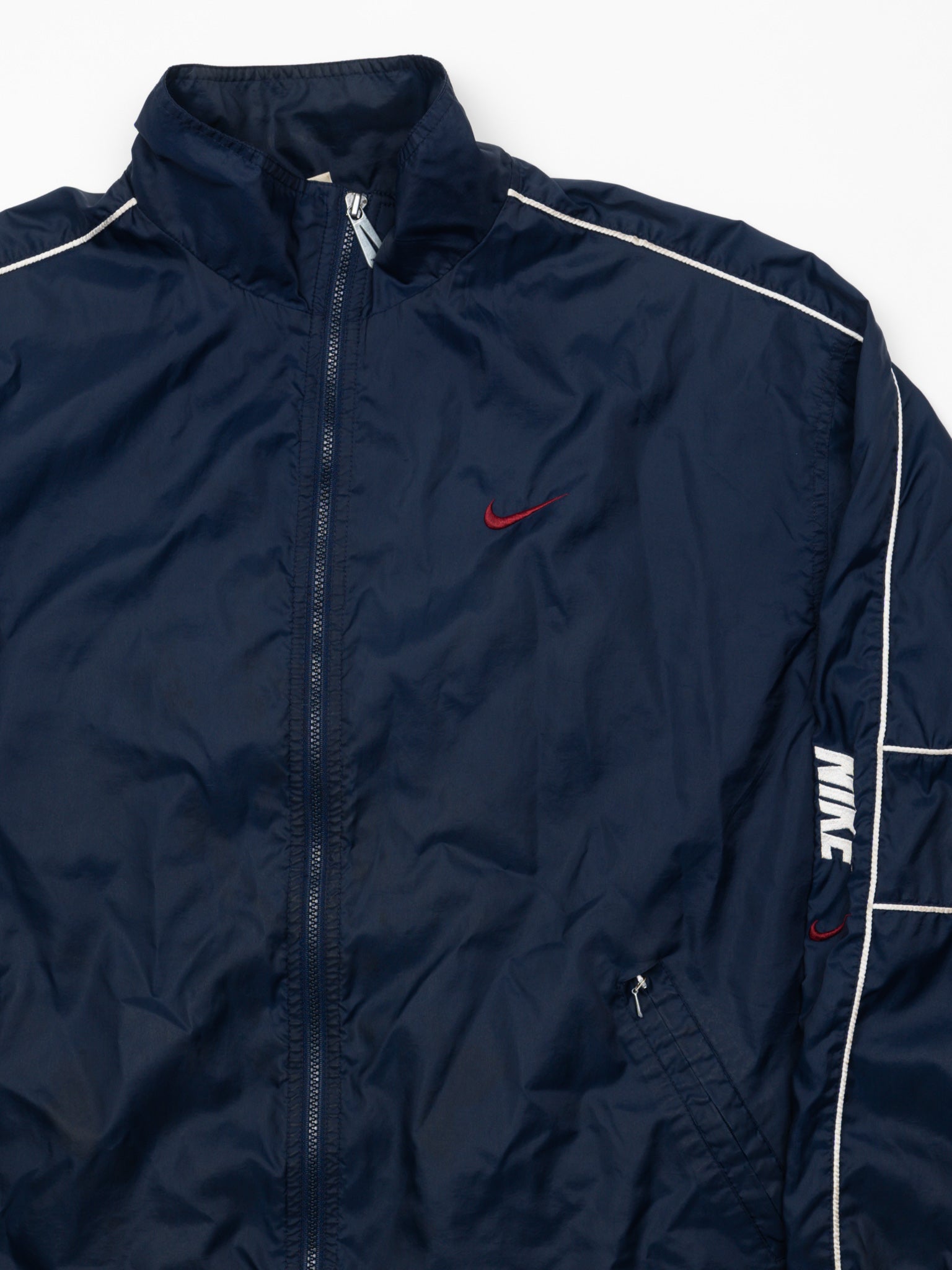 Vintage Navy + White Nike Zip Up Windbreaker (XL/XXL)