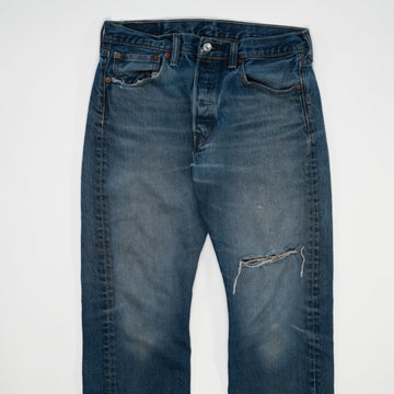 Vintage Dark Blue Ripped Levi Jeans (30 x 28) | Rebalance Vintage.