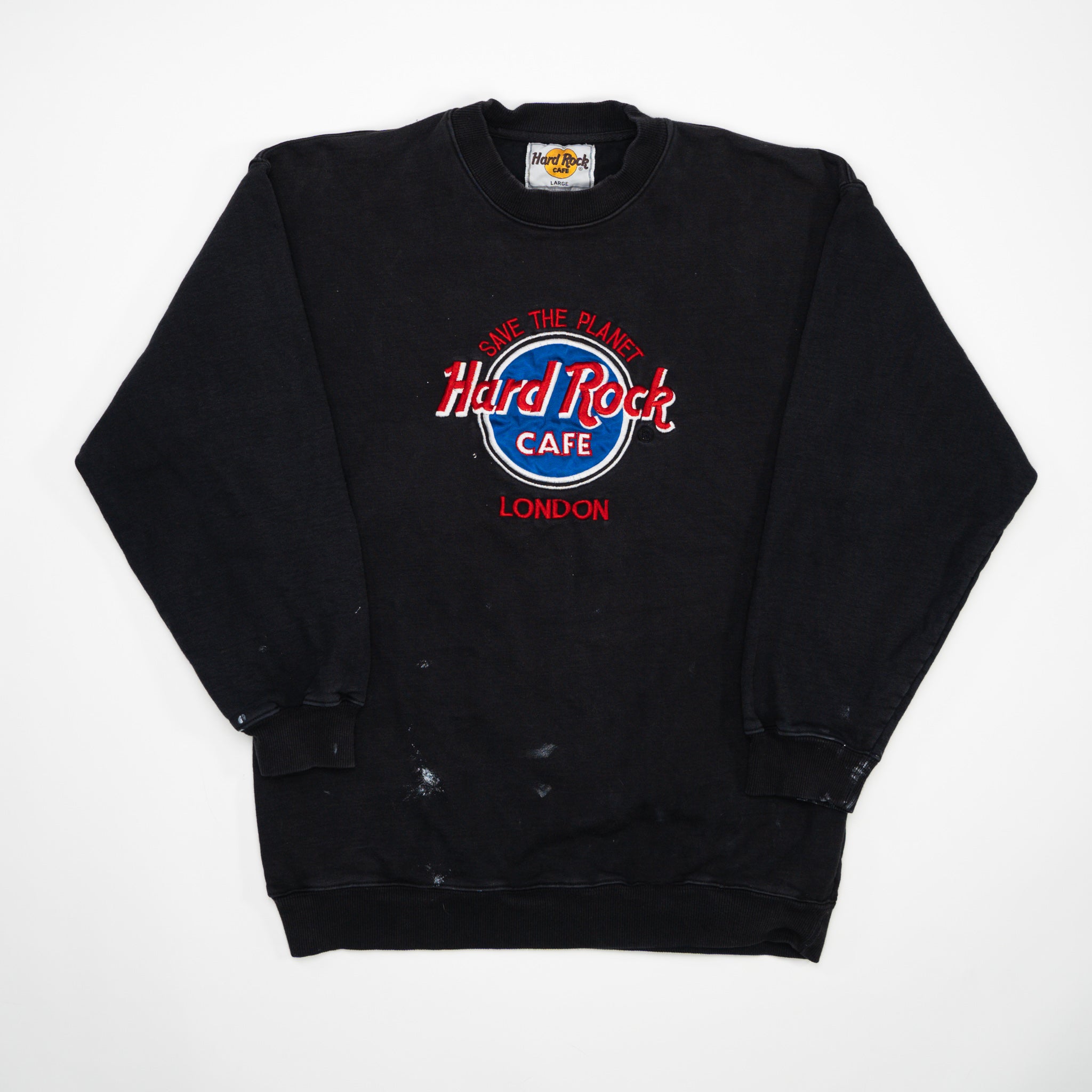 Vintage Black Hard Rock Cafe London x Paint Crewneck (M) | Rebalance Vintage.