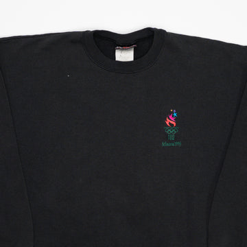 Vintage Washed Black '96 Atlanta Olympics 100 Crewneck (L) | Rebalance Vintage.