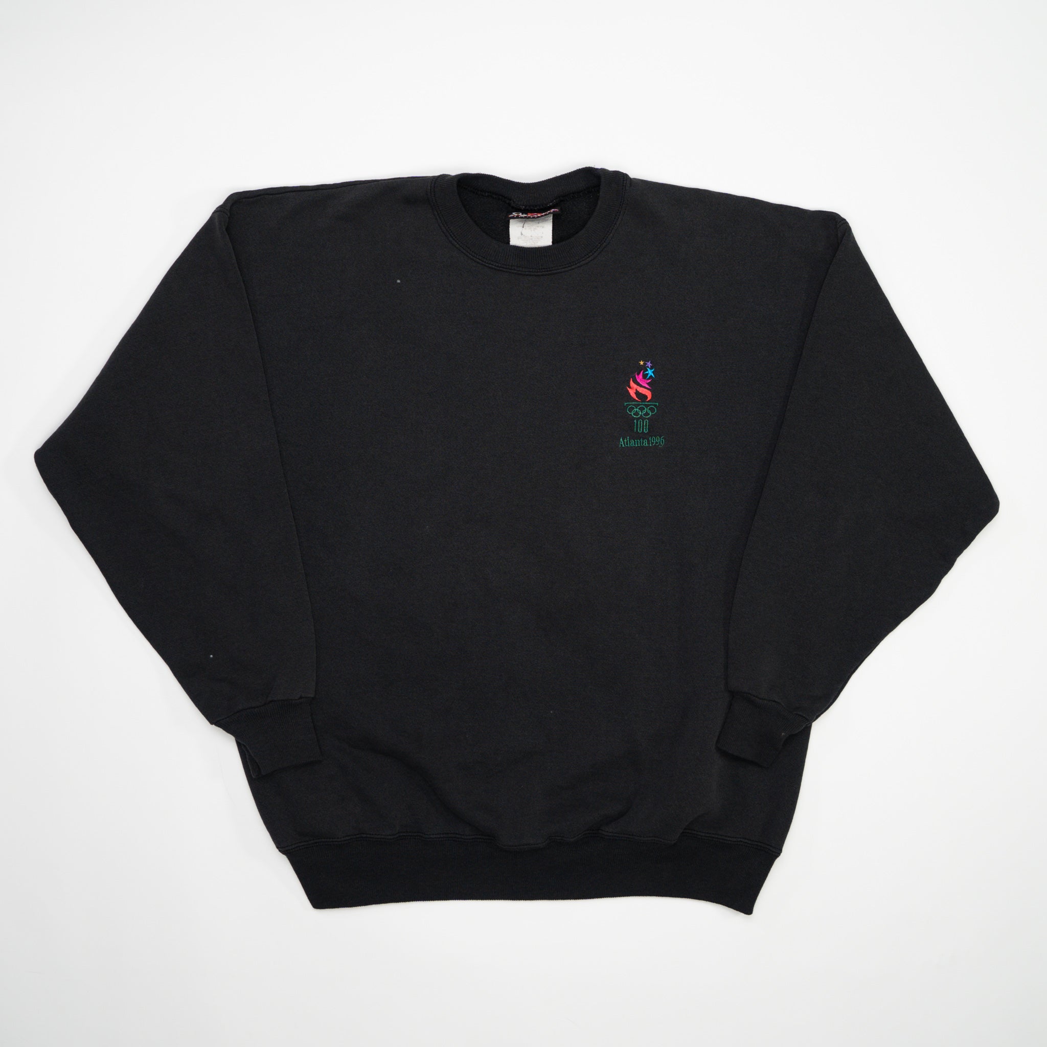 Vintage Washed Black '96 Atlanta Olympics 100 Crewneck (L) | Rebalance Vintage.